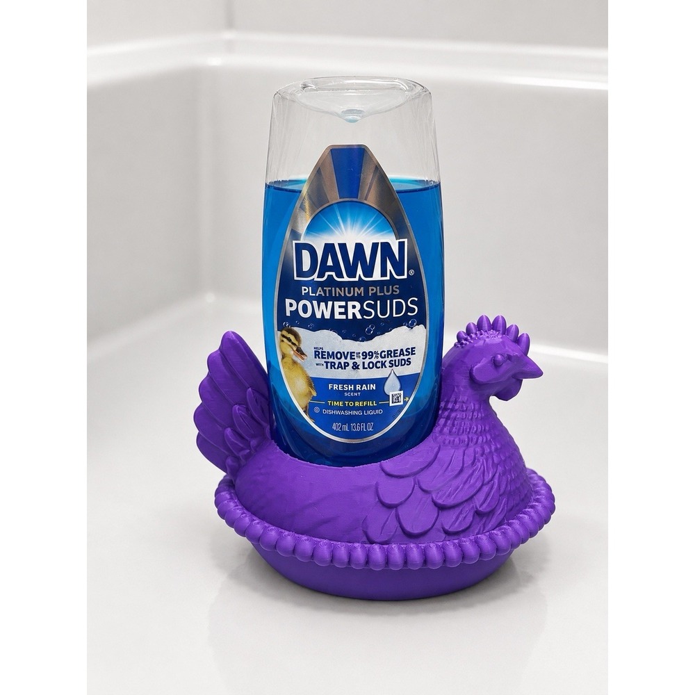 Hen On Nest Dawn Dish Soap Holder Caddy 3D Print Purple Kitchen Country Cottage